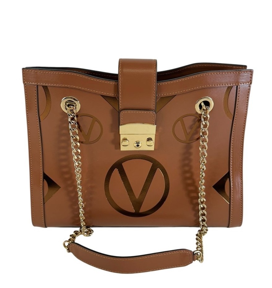Valentino by Mario Valentino tan leather chain-strap tote